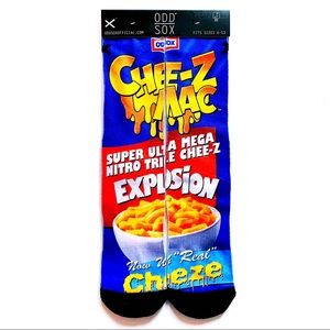 Odd Sox Chee-Z Crew Socks Mens Womens Cheesy Mac and Cheese Novelty Gift NWT New